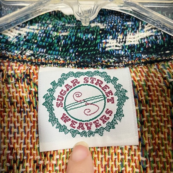 Christmas Tapestry Cardigan Jacket Vintage Santa Sugar Street Weavers Button Up - Picture 3 of 11